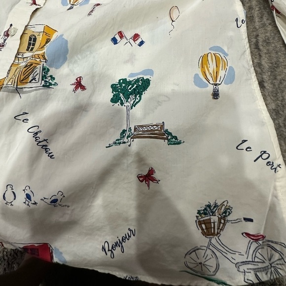 Talbots Classic Cotton Shirt Size MP Novelty Scenic France Button Down - Picture 7 of 8